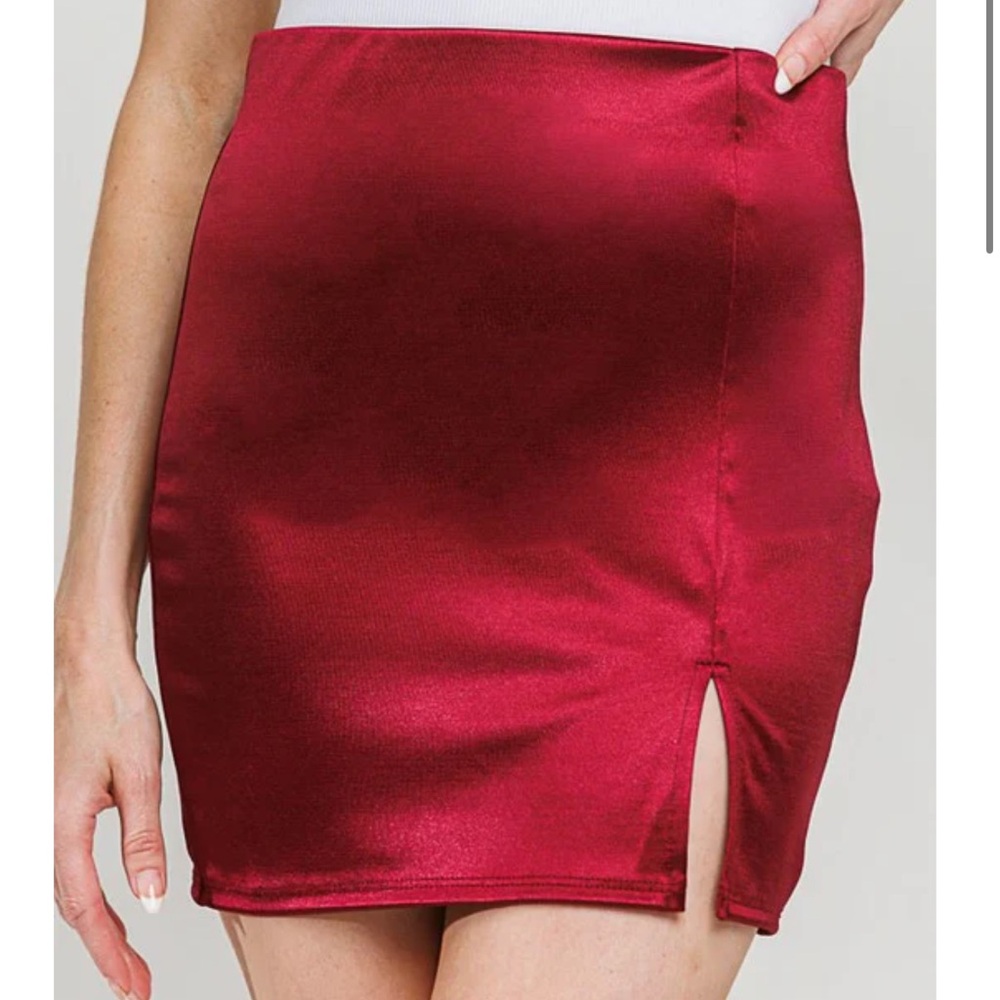 satin silky slit mini skirt